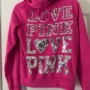 PINK Victoria's Secret Pink Sequin McBling Y2k Zip Up Hoodie